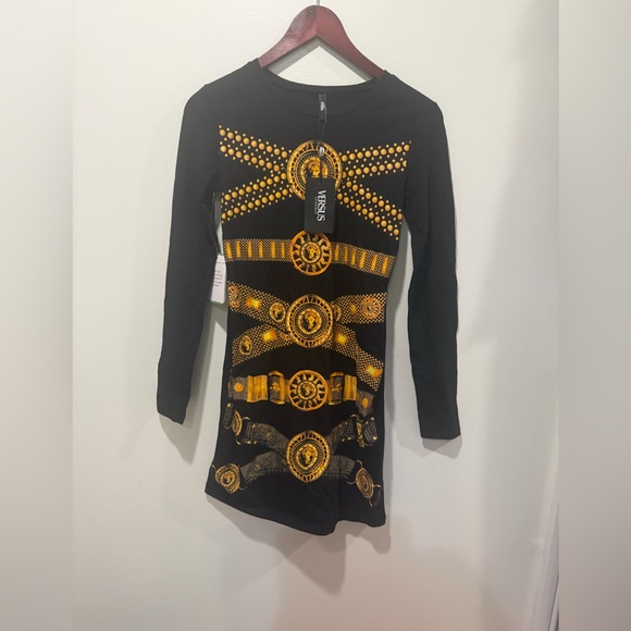 Versus By Versace Dresses & Skirts - NWT Versus  Black and Gold Long Sleeve Dress - Size S